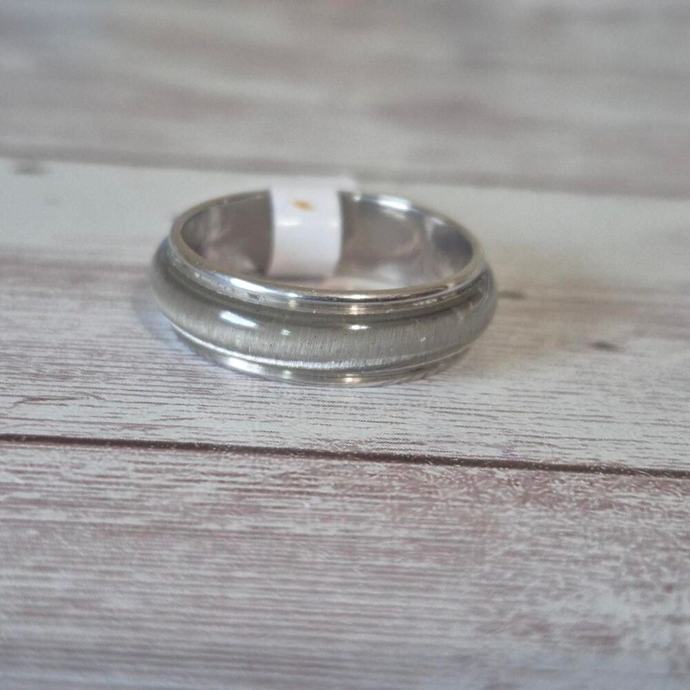 Men's Size 11 Iridescent Silver Domed Stainnless Steel Ring